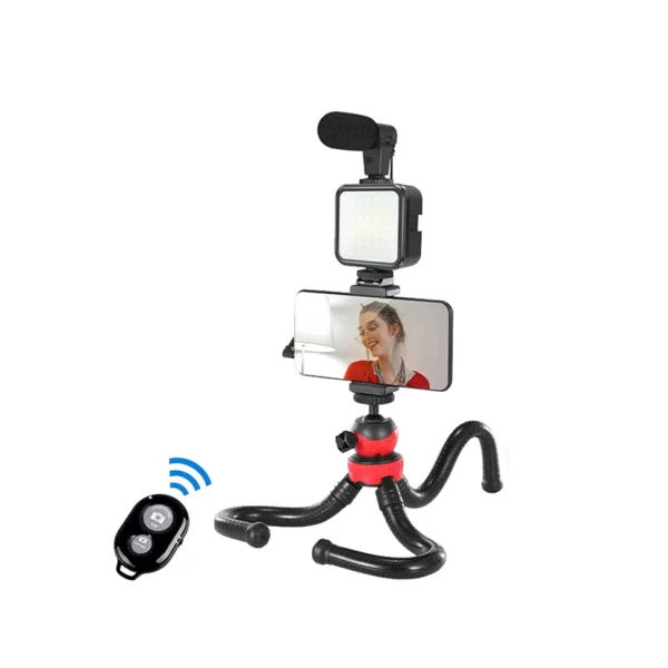 Kit Vlogging Trípode/Luz/Micrófono